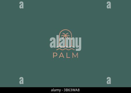 Palm Tree Abstract Minimalist Logo Luxury Design Template Tropical Summer Holiday Resort Stock Vector