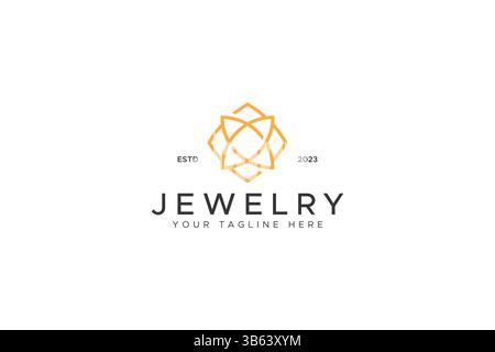 Luxury Premium Jewelry Abstract Geometric Crystal and Gemstone Gold Logo Concept Stock Vector