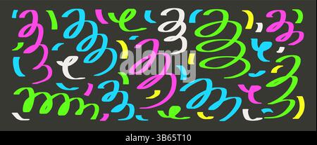 Highlights marker scribble wavy shapes. Squiggle hand drawn neon confetti set. Vector bold colors grunge gel pen brush strokes lines collection. Curve Stock Vector