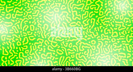 Vector Generative algorithm psychedelic yellow green background. Reaction-diffusion or turing pattern formation. Organic lines in memphis. Unique text Stock Vector