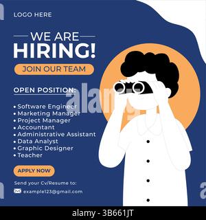 we are hiring social media post design template Stock Vector