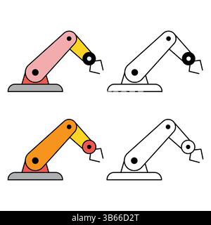 Set of Mechanical robot arm machine icon, technology hydraulic robotic hand, vector illustration . Stock Vector