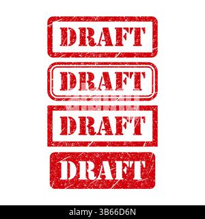 Set of Draft stamp symbol, label sticker sign button, text banner vector illustration . Stock Vector