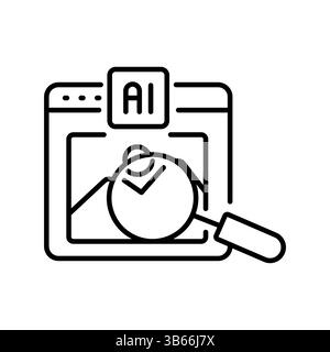 Visual search black line icon for digital and print projects.  Minimal clean icons for apps and websites. Modern simple icons for UI UX and branding Stock Vector