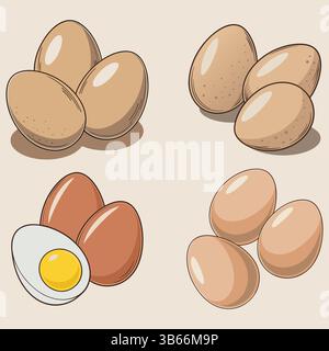 Collection of Eggs in Various Styles Stock Vector