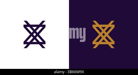 Abstract Geometric X Logo Design on Contrast Background in Minimalist Style Stock Vector