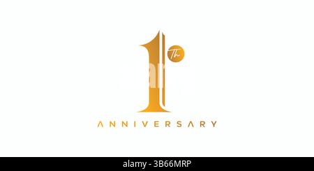 Elegant and professional 1st anniversary logo design with gold accents Stock Vector