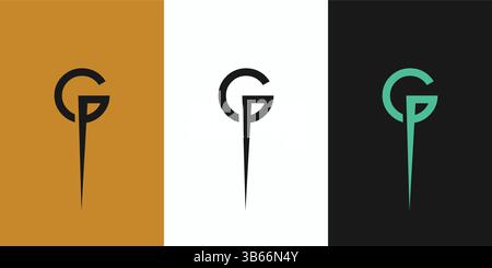 Unique and modern abstract GP logo design Stock Vector