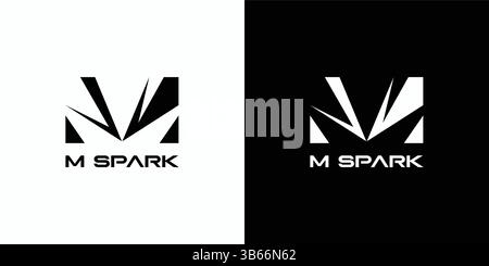 The M Spark logo design is modern and sophisticated with black accents. Stock Vector