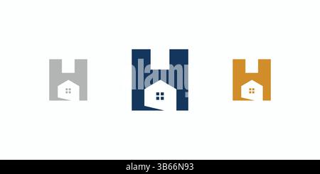 House logo design with unique and modern initial letter H Stock Vector