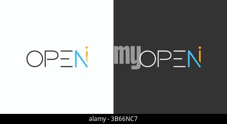 Open Ai logo design is unique and modern with orange and blue accents. Stock Vector