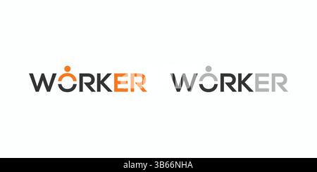 Workers logo design is modern and unique with energetic orange accents. Stock Vector