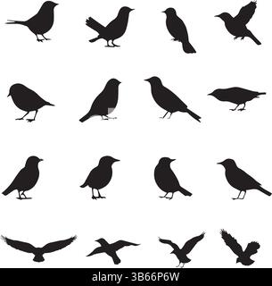Book Silhouettes Collection – Black and White Minimalist Vector Icons of Stacked, Open, and Closed Book Shapes Stock Vector
