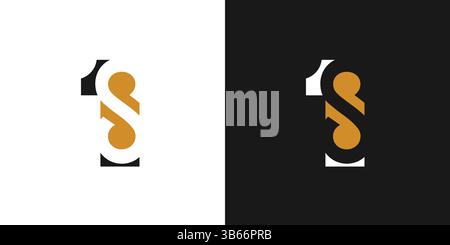 The 1S logo design with black and gold accents is unique and modern. Stock Vector