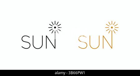 The Sun logo design with black and gold accents looks simple and clean Stock Vector