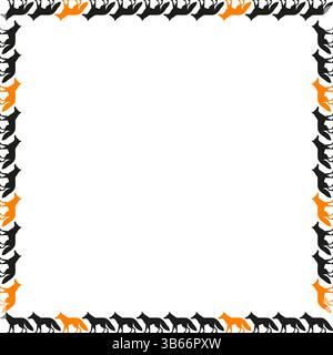 Fox animal frame. Vector illustration of a happy standing red fox empty frame box. Hand drawn vector illustration isolated on white background Stock Vector