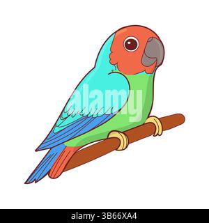 Domestic small parrot isolated cartoon flat vector, exotic bird Stock Vector
