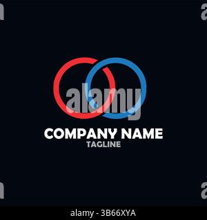 "Professional Business Logo with Interlocking Red and Blue Circles Representing Partnership and Collaboration" Stock Vector