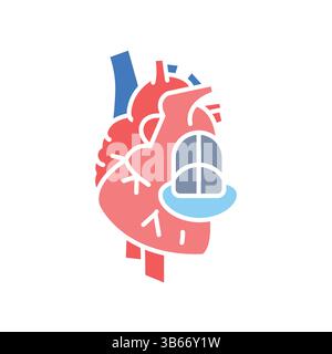 heart implant color flat icon for digital and print projects.  Minimal clean icons for apps and websites. Modern simple icons for UI UX and branding Stock Vector