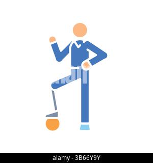 person with prosthesis color flat icon for digital and print projects.  Minimal clean icons for apps and websites. Modern simple icons for UI UX and b Stock Vector