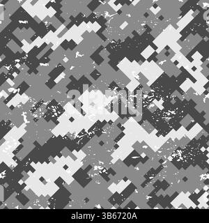 Pixel camouflage grunge eamless pattern Stock Vector
