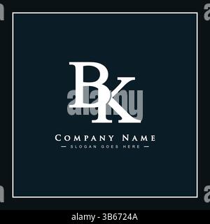 BK Vector Logo Template - Simple Icon for Initial Letter B and K Monogram Stock Vector