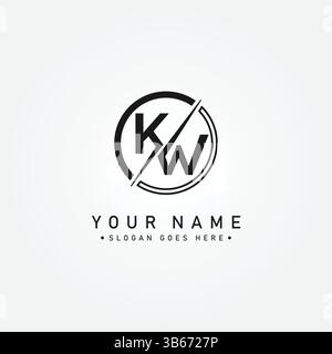 Vector Template for Initial Letter KW Logo - Elegant Monogram Logo for Alphabet K and W Stock Vector