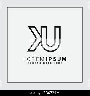 KU Minimal Vector Logo - Simple Business Logo for Monogram K and U Stock Vector