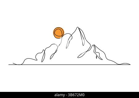Simple illustration of mountain vector continuous single line drawing Stock Vector