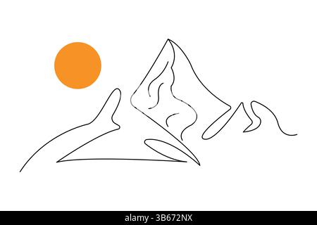 Simple illustration of mountain vector continuous single line drawing Stock Vector
