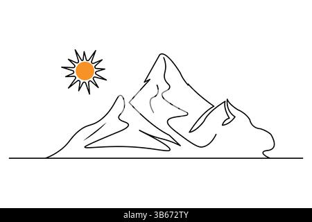 Simple illustration of mountain vector continuous single line drawing Stock Vector