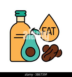 Fats color line icon for digital and print projects.  Minimal clean icons for apps and websites. Modern simple icons for UI UX and branding Stock Vector