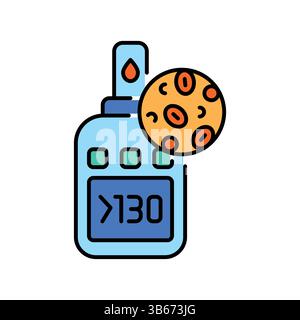 Insulin resistance color flat icon. Vector isolated element. Nutritionology editable stroke. Editable stroke. Stock Vector