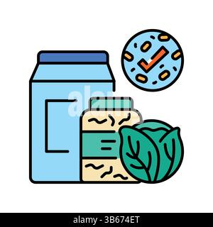 probiotics color line icon for digital and print projects.  Minimal clean icons for apps and websites. Modern simple icons for UI UX and branding Stock Vector