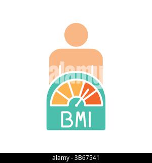 body mass index bmi color line icon for digital and print projects.  Minimal clean icons for apps and websites. Modern simple icons for UI UX and bran Stock Vector
