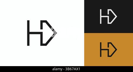 HD logo design is sophisticated and unique with black and gold accents Stock Vector
