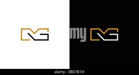 MG logo design is sophisticated and unique with black and gold accents Stock Vector