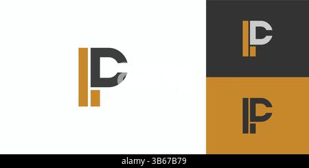 PC logo design is sophisticated and unique with black and gold accents Stock Vector