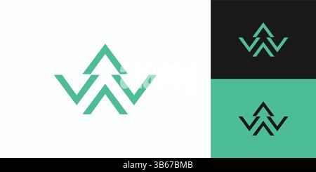 The pine W logo design is unique and elegant Stock Vector
