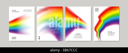 Vector illustration. Modern art graphic. Dynamic rainbow spectrum flow. Flowing gradient colorful wave. Design elements for poster, cover, magazine Stock Vector