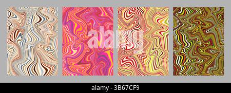 Vector illustration. Set of wavy line patterns with dynamic waves. Minimal design for poster, book cover, magazine, report, flyer, layout. Liquid Stock Vector
