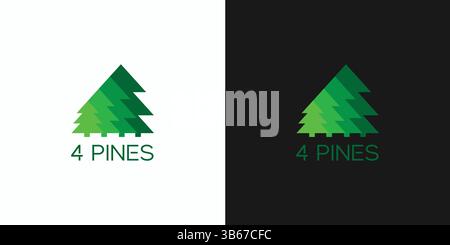 The 4 pines logo design is unique and natural Stock Vector