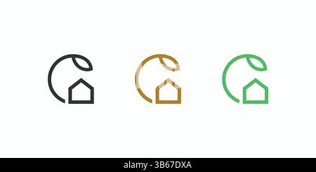 The tree house logo design with the initials G is unique and natural Stock Vector