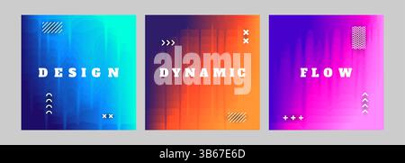 Vector illustration. Abstract gradient background with fluid textures and dynamic waves. Futuristic design with holographic effects Stock Vector