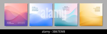 Vector illustration. Abstract background with smooth wavy gradient shapes. Minimalist design for web banners, social media templates. Soft color Stock Vector