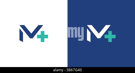 Simple and modern M combination health logo design Stock Vector