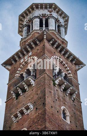Low angle view of the Lamberti tower in Verona Stock Photo
