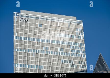 One, Hochhaus im Europaviertel, Frankfurt am Main, Hessen, Deutschland Stock Photo