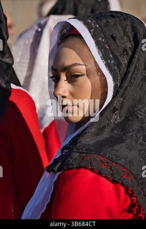 Sant'Efisio Cagliari, religious procession, close up of female beauty Stock Photo