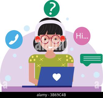Digital online marketing vector illustration with customer support concept. Flat style design Stock Vector